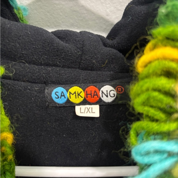 100% Wool Jacket Chunky Pixie Hood Knit Unisex Boho Fleece Lined Warm Cardigan - Picture 8 of 11